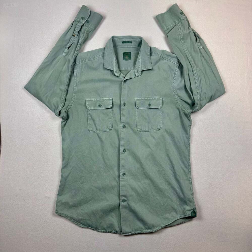 Rare Rabbit Men's Green Long Sleeve Button-Up Twill Utility Shirt
